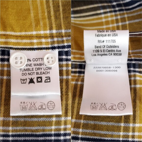 Band of Outsiders Mens Size 2 Medium Plaid LS Button Down Shirt USA Made - Picture 8 of 11